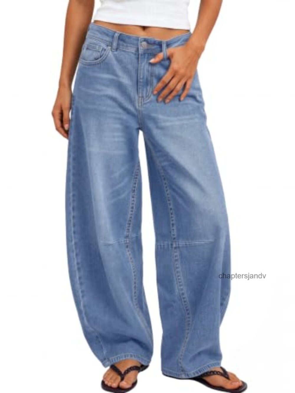 Mid Rise Barrel Leg Wide Leg Stretch Denim Jeans